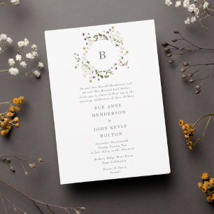 Elegant Dried Wildflower Pampas Floral Wedding Invitation