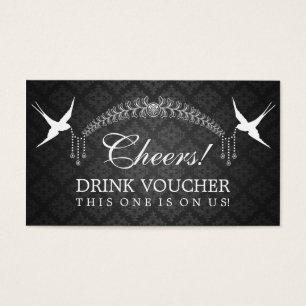 Elegant Drink Voucher Birds Monogram Black
