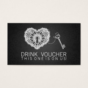 Elegant Drink Voucher Key To My Heart Black