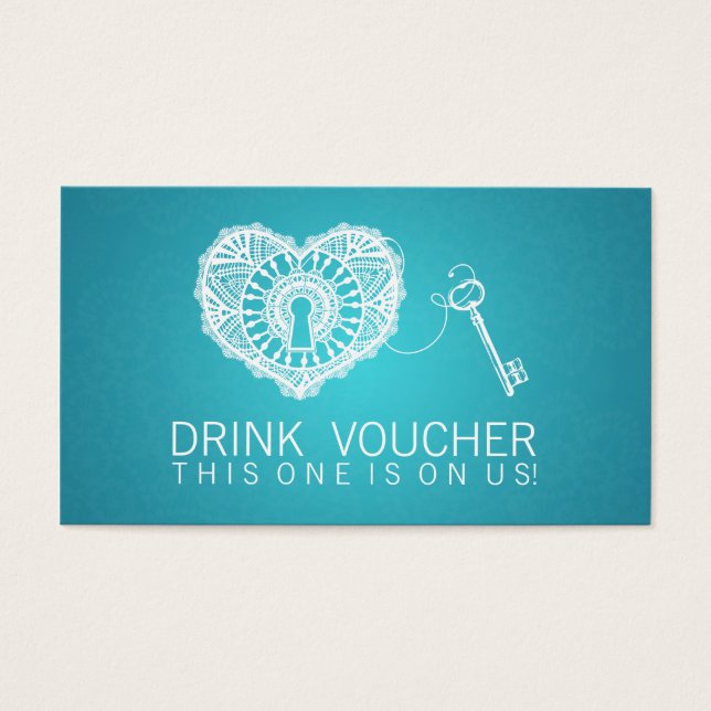 Elegant Drink Voucher Key To My Heart Turquoise (Front)