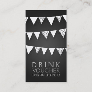 Elegant Drink Voucher Love Bunting Monogram Black Discount Card