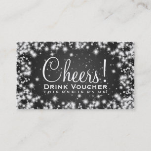 Elegant Drink Voucher Party Winter Sparkle Black Discount Card