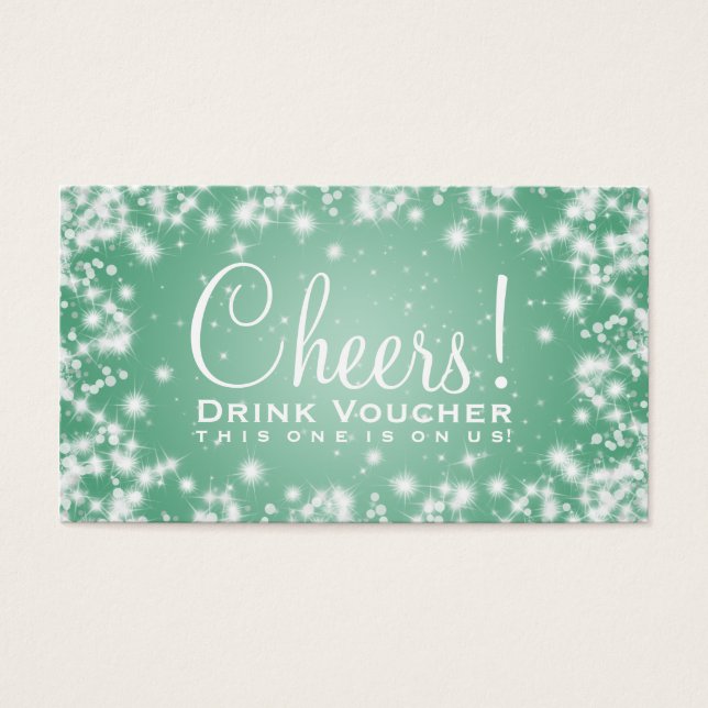 Elegant Drink Voucher Party Winter Sparkle Mint (Front)