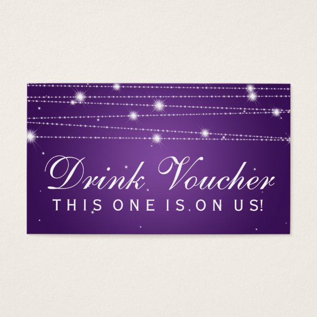 Elegant Drink Voucher Sparkling Lines Purple (Front)