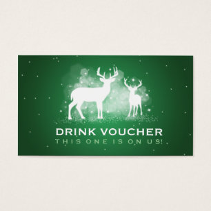 Elegant Drink Voucher Winter Deer Sparkle Green