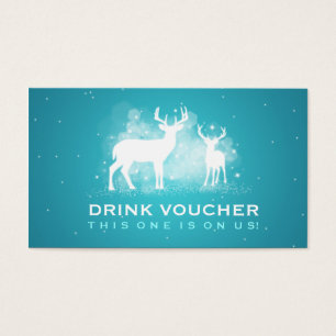 Elegant Drink Voucher Winter Deer Sparkle Turquois