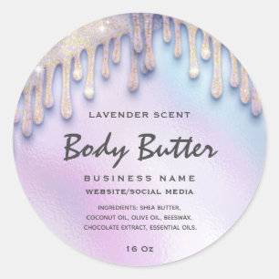 Elegant drips holographic  body butter label