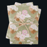 Elegant Dry Palms and Anthurium Wrapping Paper Sheet<br><div class="desc">Elegant white anthuriums,  dry palm leaves and pink flowers,  this wrapping paper is perfect for any gift-giving occasion - perfect for weddings,  bridal showers,  birthdays,  and baby showers.</div>