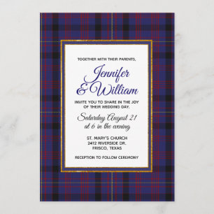 Elegant Dundonald Tartan Plaid Wedding Invitation