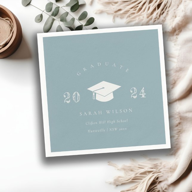 Elegant Dusky Blue Gray Minimal Simple Graduation Napkin (Creator Uploaded)
