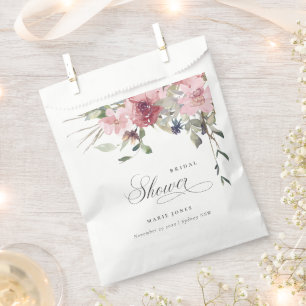 Elegant Dusky Blush Rose Floral Bridal Shower Favour Bag