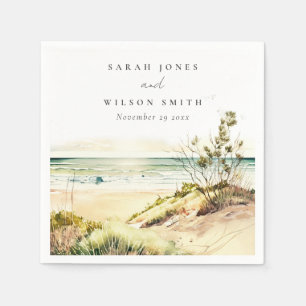 Elegant Dusky Coastal Beach Sun Seascape Wedding Napkin