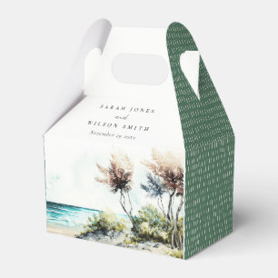 Elegant Dusky Coastal Palm Beach Seascape Wedding Favor Box