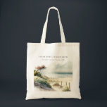 Elegant Dusky Coastal Sand Beach Seascape Wedding Tote Bag<br><div class="desc">Dusky Coastal Sand Beach Seascape Theme Collection.- it's an elegant script watercolor Illustration of coastal sand beach with greenery,  perfect for your coastal beachy wedding & parties. It’s very easy to customize,  with your personal details. If you need any other matching product or customization,  kindly message via Zazzle.</div>