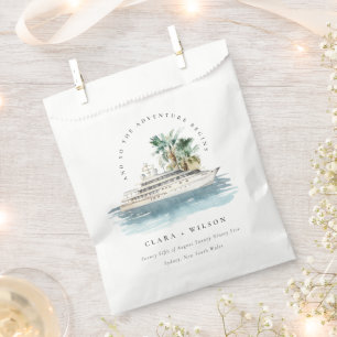 Elegant Dusky Cruise Ship Palm Seascape Wedding  Favour Bag