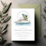 Elegant Dusky Cruise Ship Palm Seascape Wedding  Invitation<br><div class="desc">Dusky Cruise Ship Palm Seascape Theme Collection.- it's an elegant script watercolor Illustration of watercolor cruise ship with palm and greenery, perfect for your coastal beachy cruise wedding & parties. It’s very easy to customize, with your personal details. If you need any other matching product or customization, kindly message via...</div>