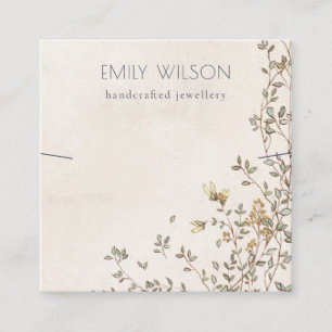 Elegant Dusky Floral Vine Band Necklace Display Square Business Card