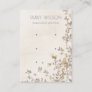 Elegant Dusky Floral Vine Ivory 3 Earring Display Business Card