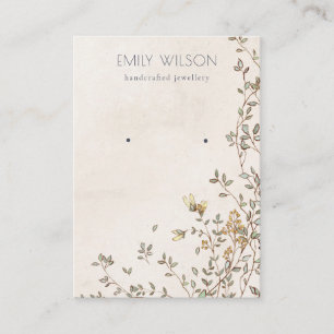 Elegant Dusky Floral Vine Stud Earring Display Business Card