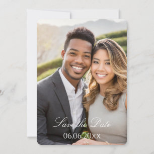Elegant Dusky Pink & White Photo Save the Date