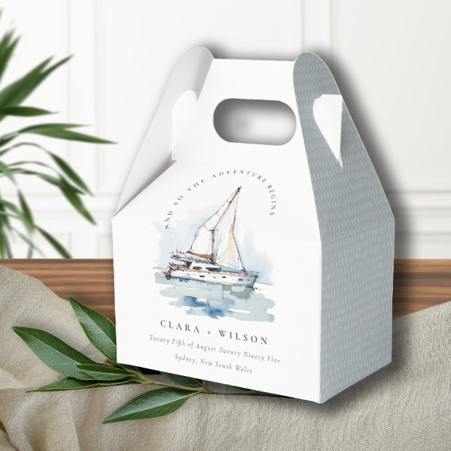 Elegant Dusky Sailboat Yacht Seascape Wedding  Favor Box (Creator Uploaded)