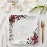 Elegant Dusky Warm Winter Festive Foliage Wedding Paper Plate<br><div class="desc">If you need any further customisation please feel free to message me on yellowfebstudio@gmail.com.</div>