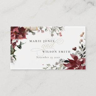 Elegant Dusky Warm Winter Festive Foliage Wedding Place Card