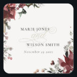 Elegant Dusky Warm Winter Festive Foliage Wedding Square Sticker<br><div class="desc">If you need any further customisation please feel free to message me on yellowfebstudio@gmail.com.</div>