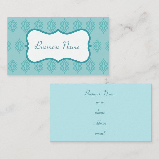 Elegant Dusty Aqua Business Cards (Front/Back)