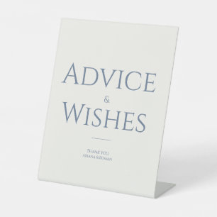 Elegant Dusty Blue Advice & Wishes Minimalist Pedestal Sign