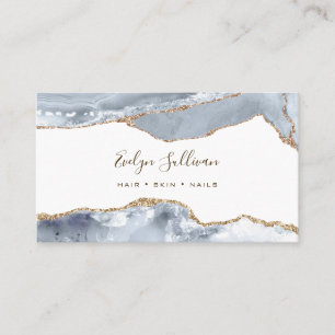 Elegant Dusty Blue Agate Business Card