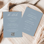 Elegant Dusty Blue All In One QR Code Wedding Invitation<br><div class="desc">Elegant, all-in-one wedding invitations featuring your names and wedding ceremony information on the front in white lettering with a dusty blue background. A modern calligraphy script completes the look of this chic dusty blue wedding invitation. Personalize the back of the calligraphy wedding invitations with wedding details such as reception information,...</div>