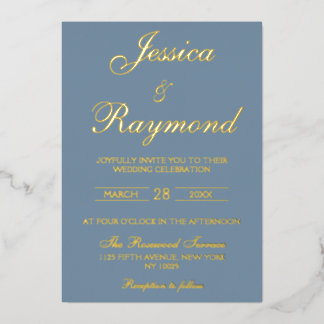Elegant Dusty Blue and Gold Foil Wedding