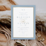 Elegant Dusty Blue and Gold Wedding Invitation<br><div class="desc">This Elegant Dusty Blue and Gold Wedding Invitation is simple and versatile. It features a chic white and black design with a monogram,  script details,  simple gold frame and formal editable text. Click the edit button to customize this design.</div>