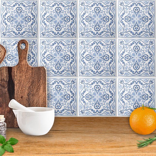 Elegant Dusty Blue and White  Tile (Creator Uploaded)