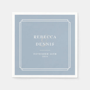 Elegant Dusty Blue Art Deco Wedding Napkin