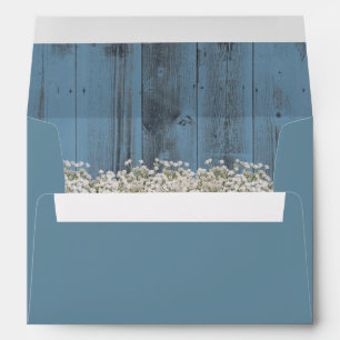 Elegant Dusty Blue Baby's Breath Floral Wedding Envelope