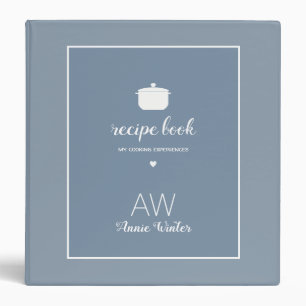 Elegant Dusty Blue Binder for Mom Recipes