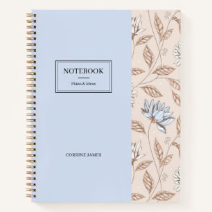Elegant Dusty Blue Blush Pink Floral Pattern  Notebook
