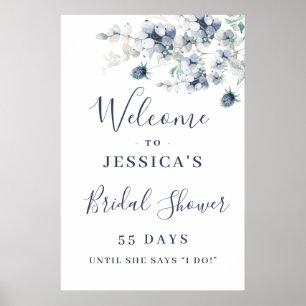 Elégant Dusty Blue Boho Fête des mariées Affiche d