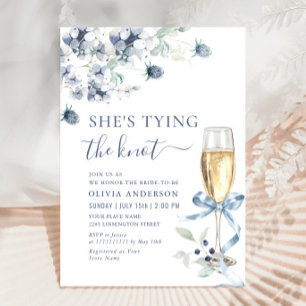 Elegant Dusty Blue Boho Winter Bridal Shower Invitation