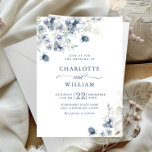 Elegant Dusty Blue Boho Winter Foliage Wedding Invitation<br><div class="desc">This high-quality design is easy to customize to match your wedding colours,  styles and theme.
 For further customization,  please click the "customize further" link and use our design tool to modify this template. 
 If you need help changing the back side or with matching items,  please contact me.</div>