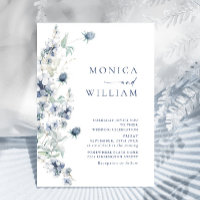 Elegant Dusty Blue Boho Winter Foliage Wedding