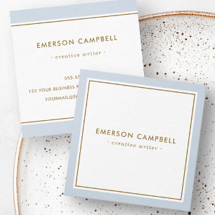 Elegant dusty blue border minimal professional square business card
