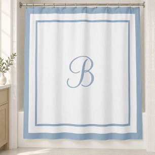 Elegant Dusty Blue Border Script Monogram