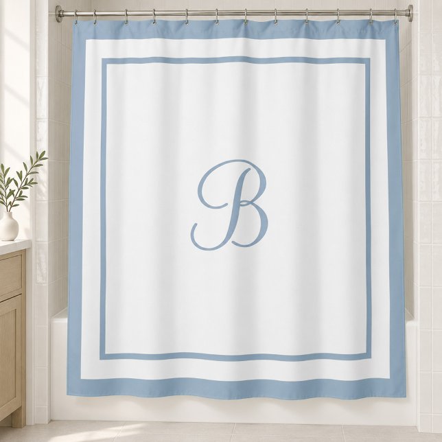 Elegant Dusty Blue Border Script Monogram (Creator Uploaded)