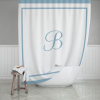 Elegant Dusty Blue Border Script Monogram