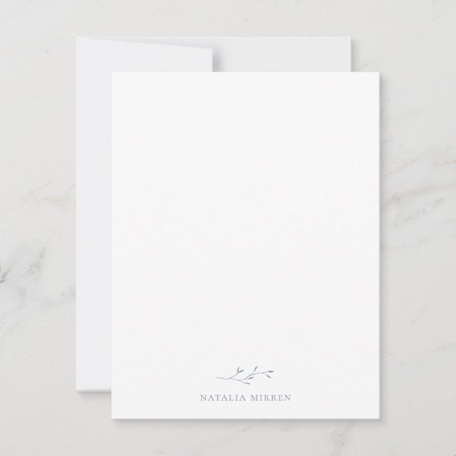 Elegant Dusty Blue Botanical Branch Card (Front)