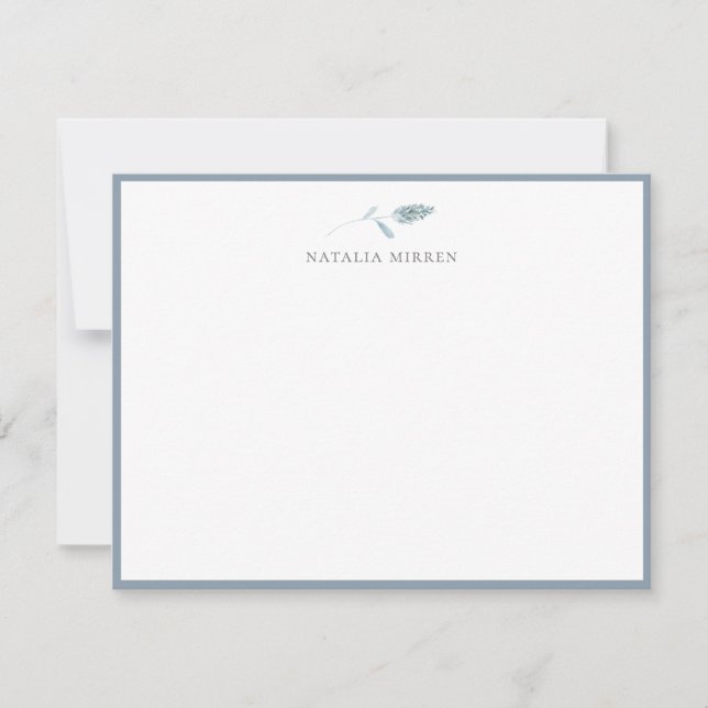 Elegant Dusty Blue Botanical Card (Front)