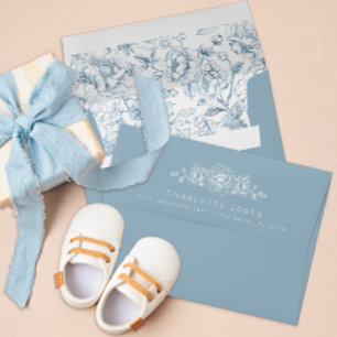 Elegant Dusty Blue Botanical Envelope